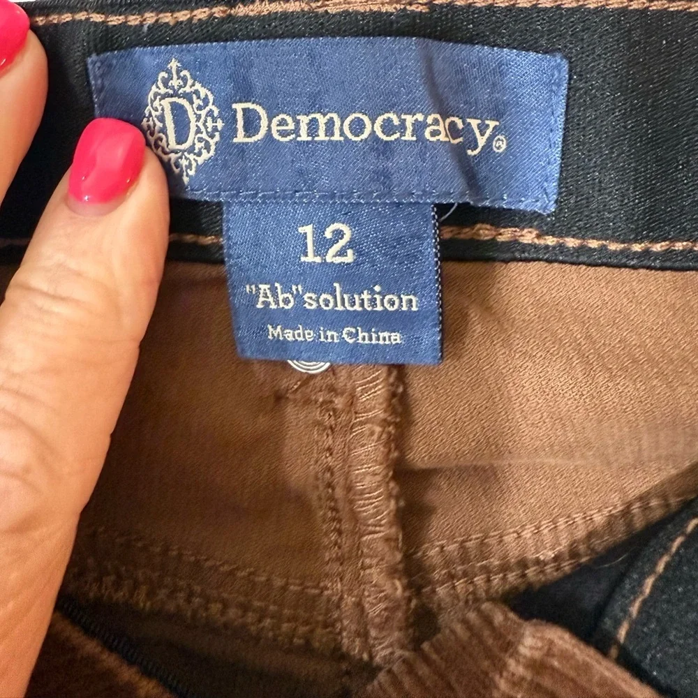 Democracy Brown Corduroy Ab Solution Pants Classic Straight-Leg Size 12 - Picture 9 of 12